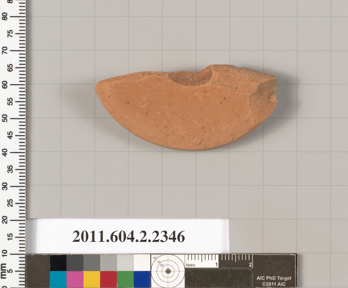 Terracotta fragment of a lekythos (oil flask), Terracotta, Greek, Attic