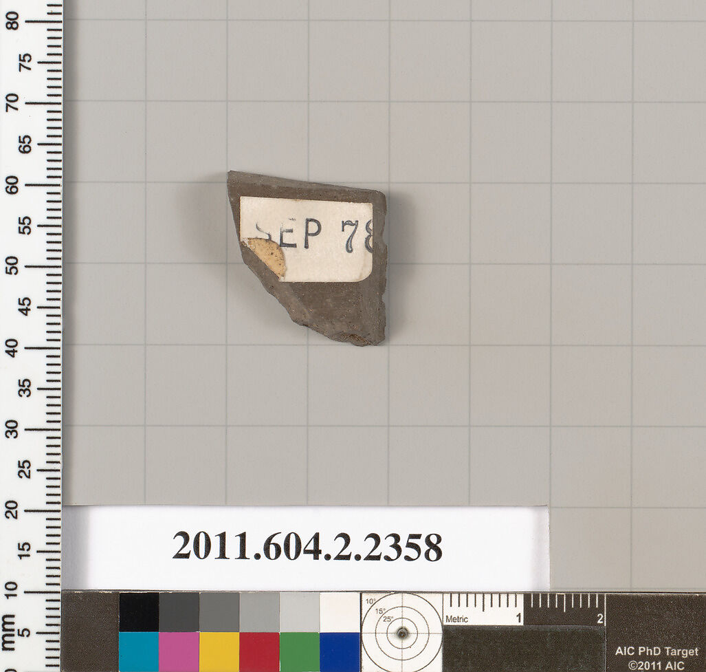 Terracotta fragment of a pot; unglazed on the inside, Terracotta, Greek, Attic