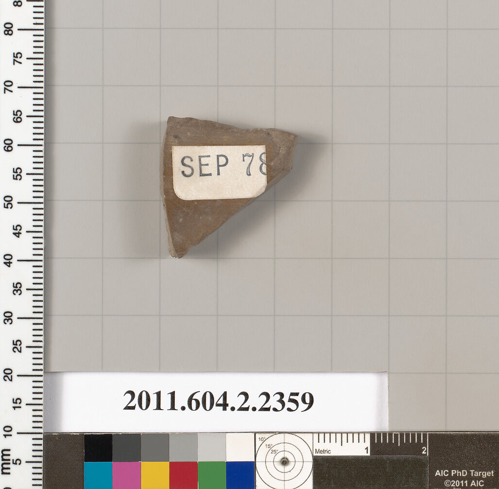 Terracotta fragment of a pot; unglazed on the inside, Terracotta, Greek, Attic