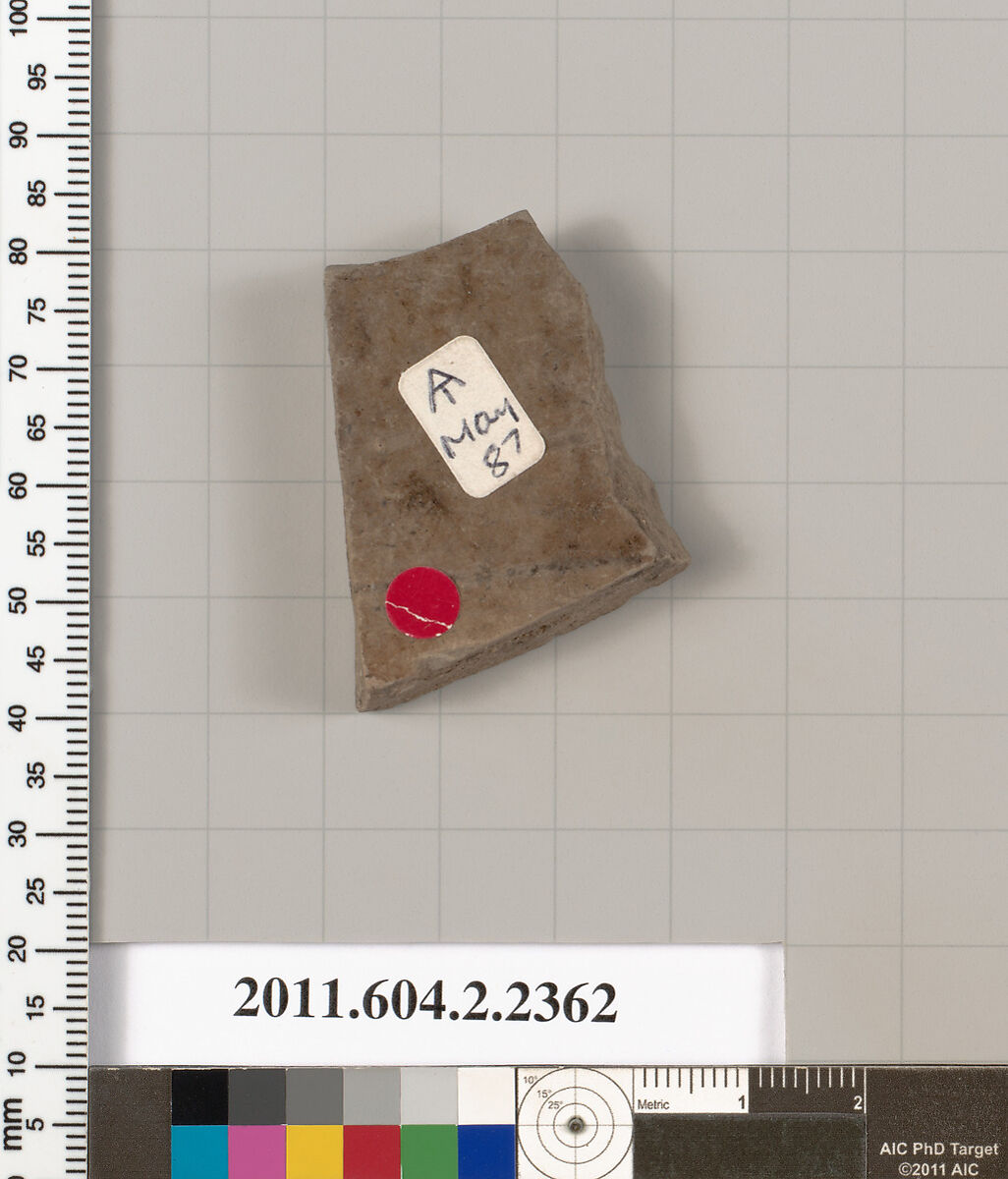 Terracotta fragment of a pot; unglazed on the inside, Terracotta, Greek, Attic