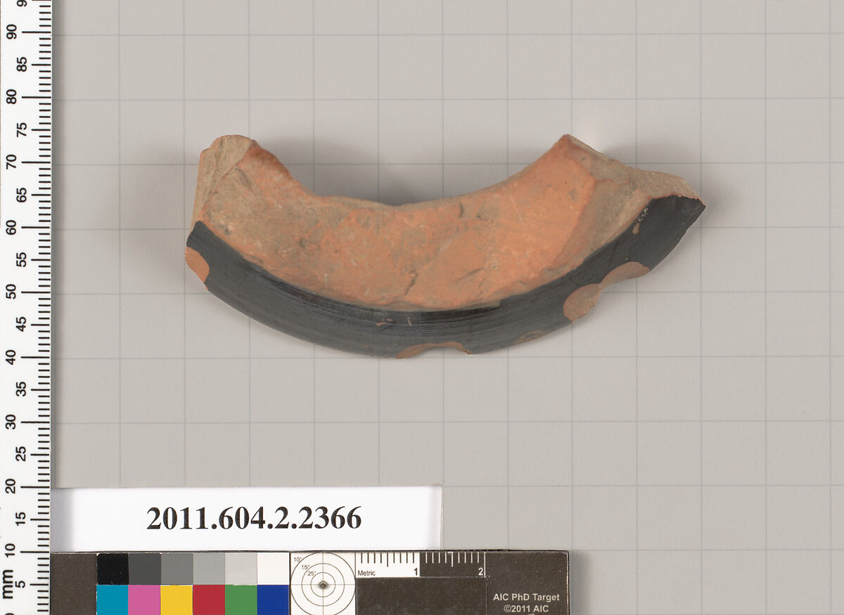 Terracotta fragment of a psykter (vase for cooling wine)?, Terracotta, Greek, Attic 