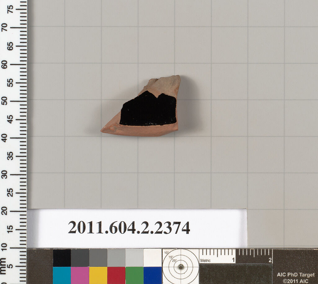 Terracotta fragment of a standlet, Terracotta, Greek, Attic
