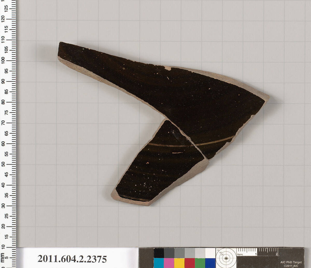 Terracotta fragment of a lekanis (covered dish)?, Terracotta, Greek, Attic
