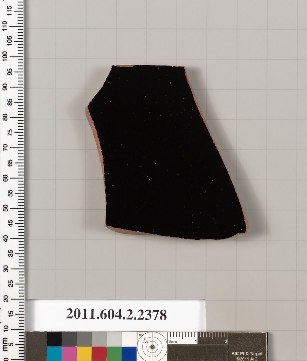 Terracotta fragment of a lid, Terracotta, Greek, Attic