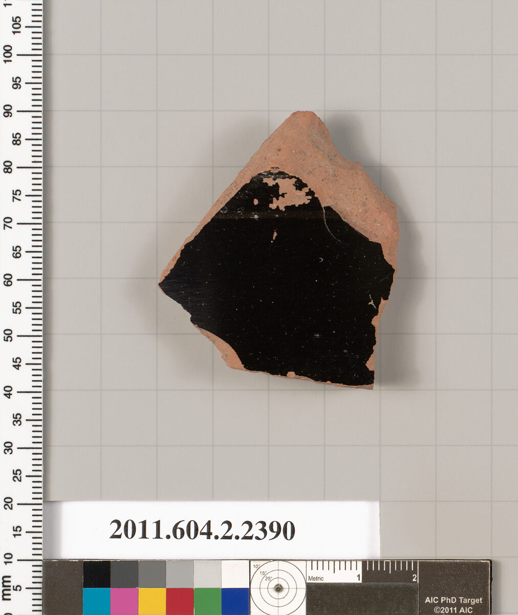 Terracotta fragment of a pelike (jar)?, Terracotta, Greek, Attic