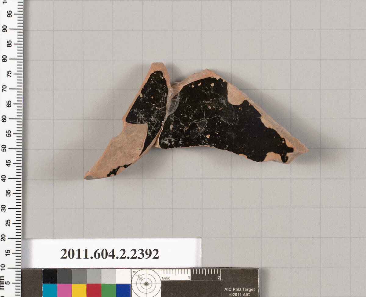 Terracotta fragment of a pelike (jar)?, Terracotta, Greek, Attic