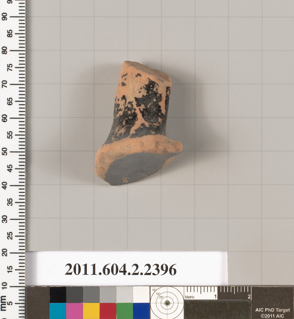 Terracotta fragment of a skyphos (deep drinking cup)?, Terracotta, Greek, Attic