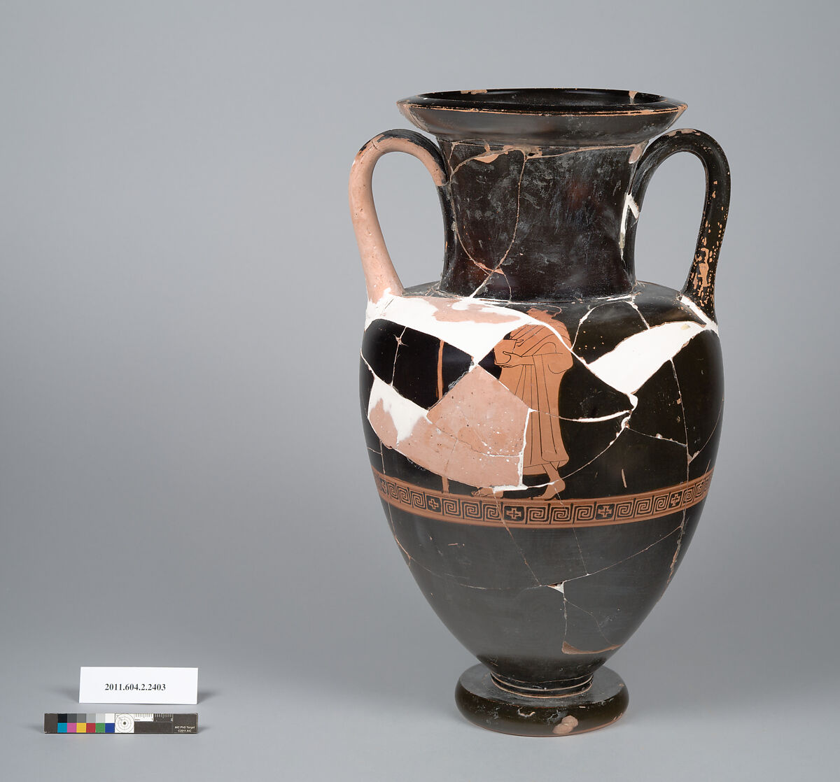 Terracotta fragment of a Nolan neck-amphora (jar), Terracotta, Greek, Attic