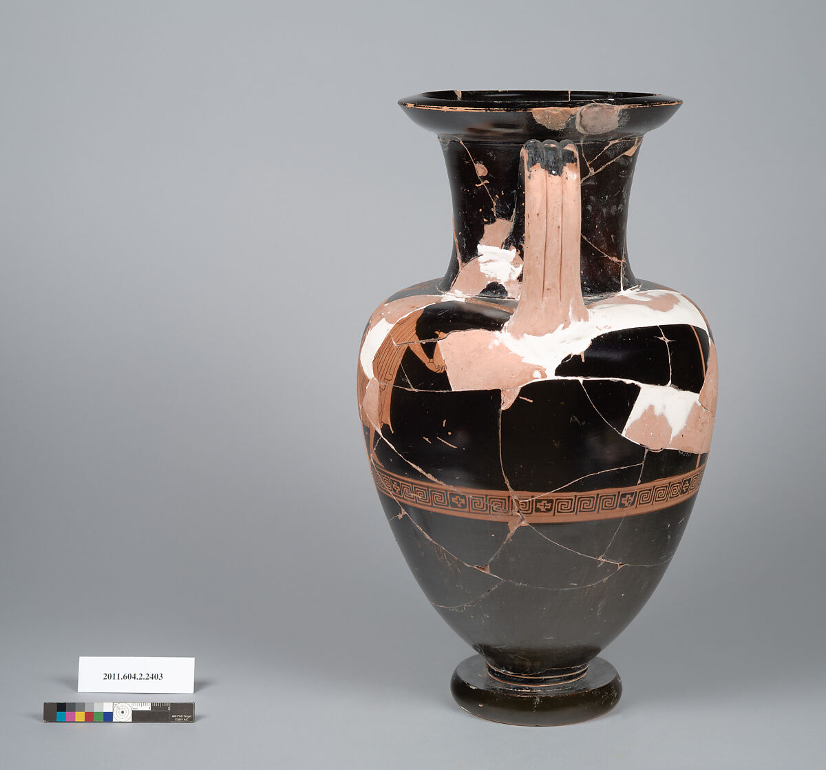 Terracotta fragment of a Nolan neck-amphora (jar), Terracotta, Greek, Attic