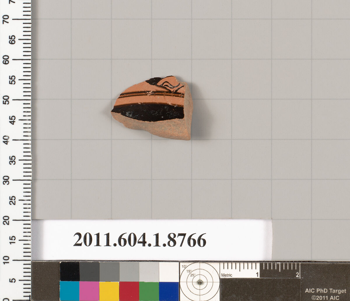 Terracotta fragment of a kylix (drinking cup), Terracotta, Greek, Attic