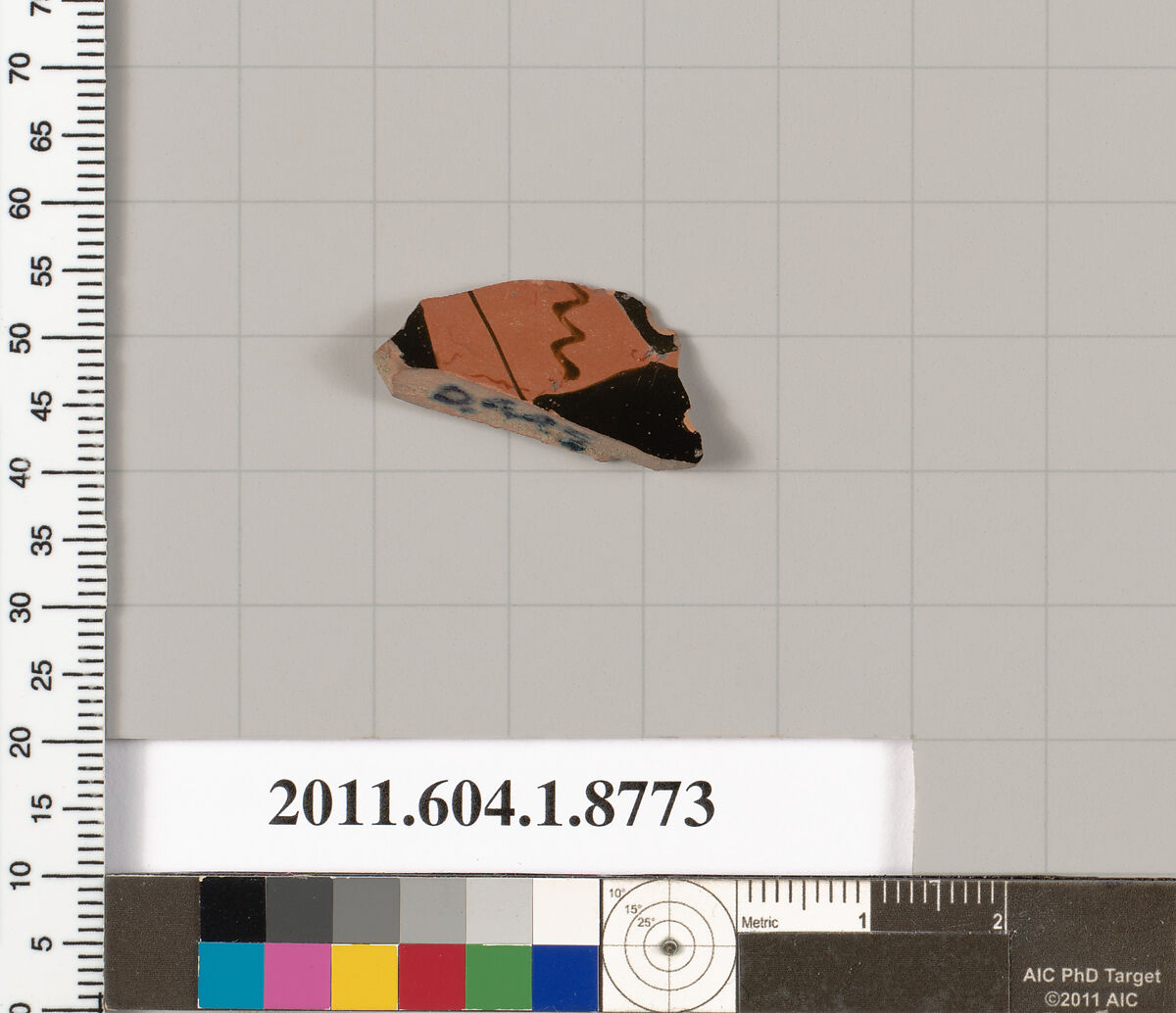 Terracotta fragment of a kylix (drinking cup), Terracotta, Greek, Attic