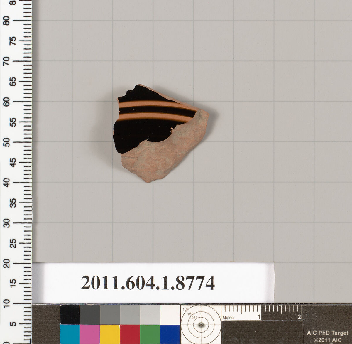 Terracotta fragment of a kylix (drinking cup), Terracotta, Greek, Attic