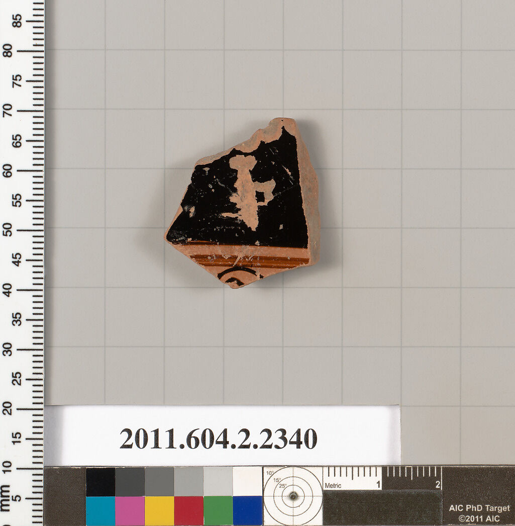 Terracotta fragment of a stamnos (jar), Attributed to Euphronios [DvB], Terracotta, Greek, Attic 