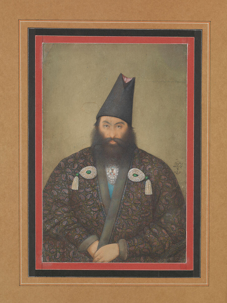 A Portrait of a Statesman, Yahya Ghaffari (Iranian, active 1860s–1880s, d. 1895–1906), Opaque watercolor and ink on paper 