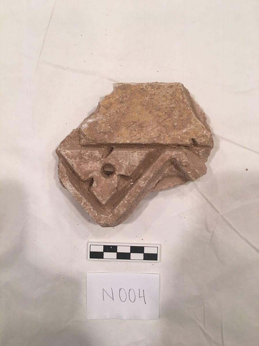 Stucco Fragment, Stucco; carved and painted 