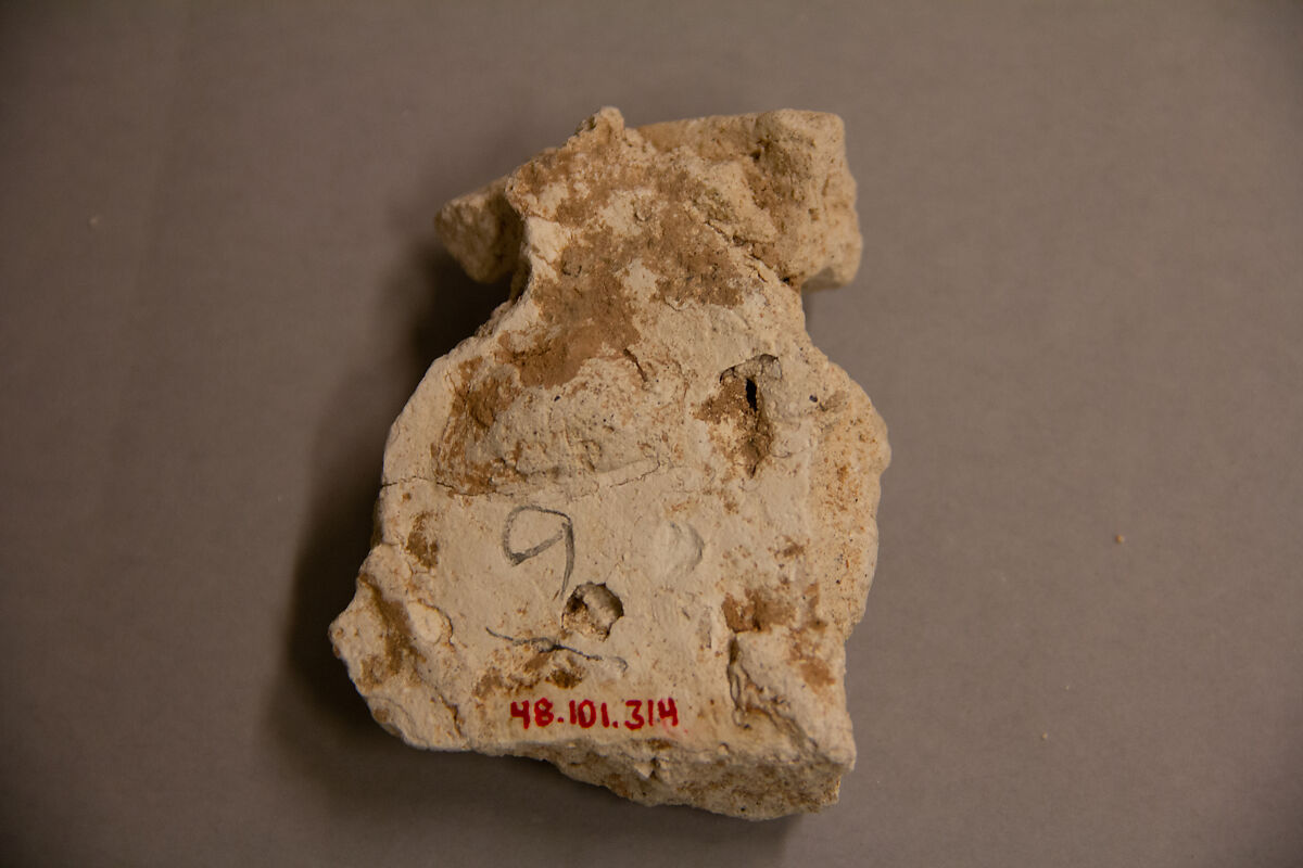 Stucco Fragment, Stucco; carved and painted