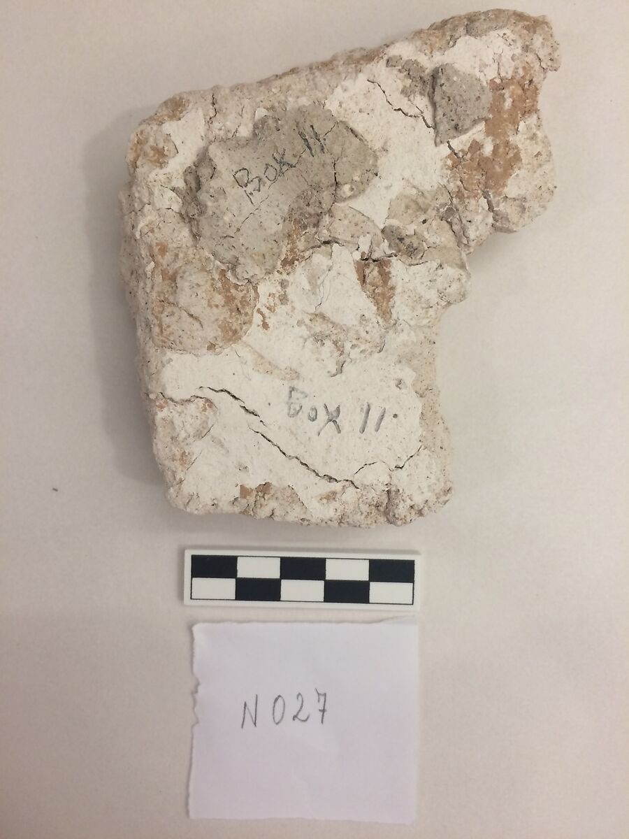 Stucco Fragment, Stucco; carved and painted