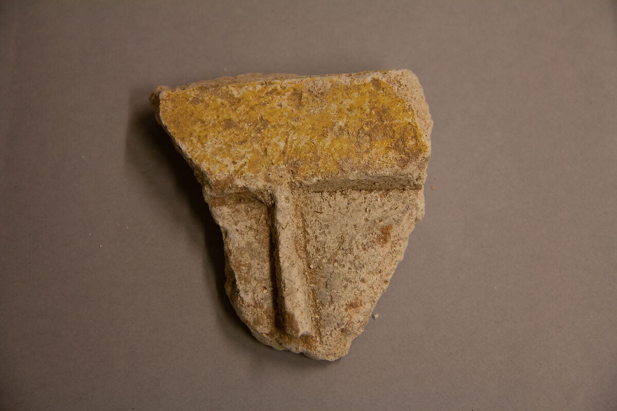 Stucco Fragment, Stucco; carved and painted 