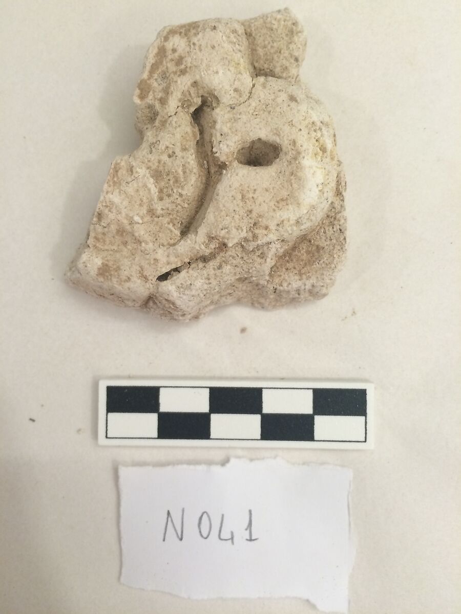 Stucco Fragment, Stucco; carved and painted 