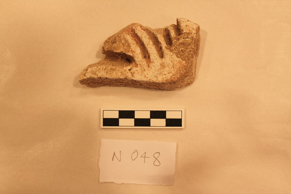 Stucco Fragment, Stucco; carved and painted 