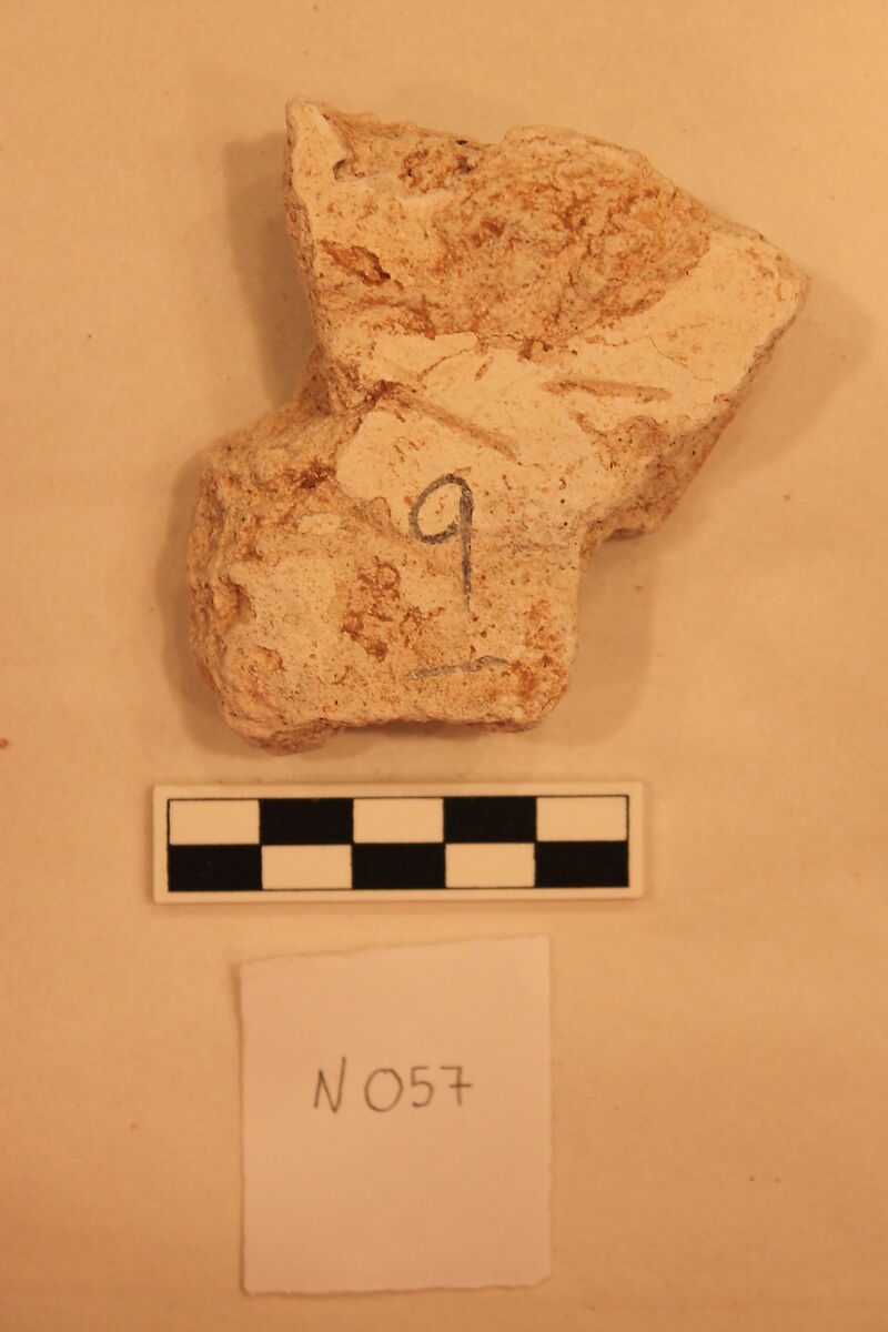 Stucco Fragment, Stucco; carved and painted