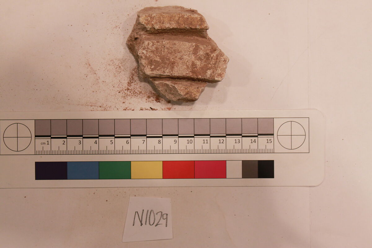 Stucco Fragment, Stucco; carved, painted 