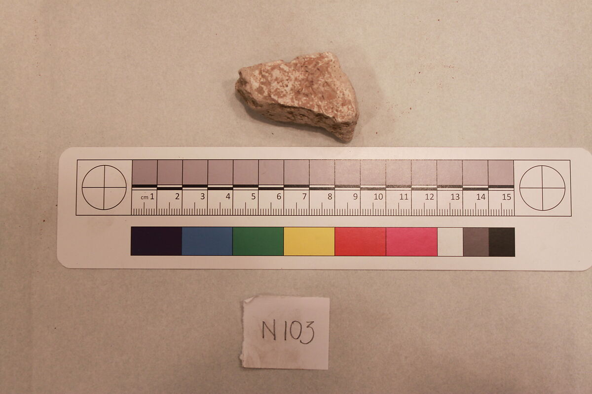 Stucco Fragment, Stucco; carved and painted