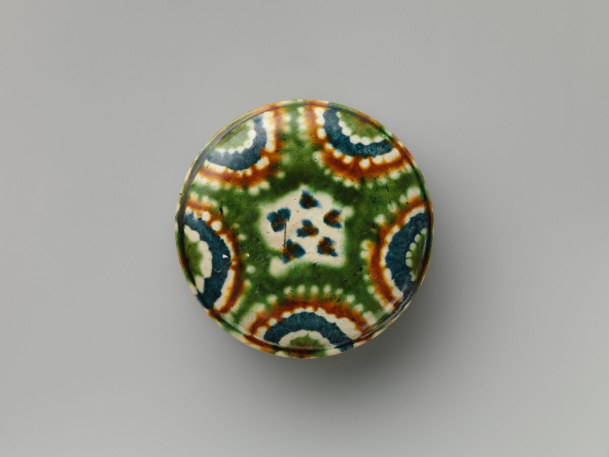 Box, Earthenware with three-color (sancai) glaze, China