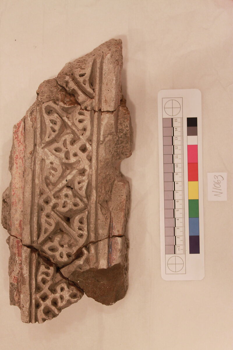 Stucco Fragment, Stucco; carved, painted