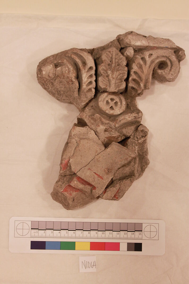 Stucco Fragment, Stucco; carved, painted.