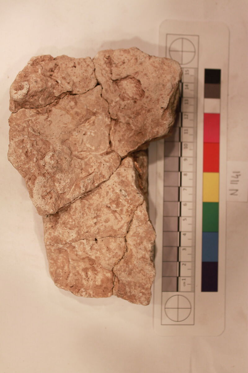 Stucco Fragment, Stucco; carved, painted