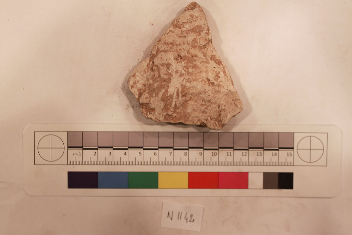 Stucco Fragment, Stucco; carved, painted