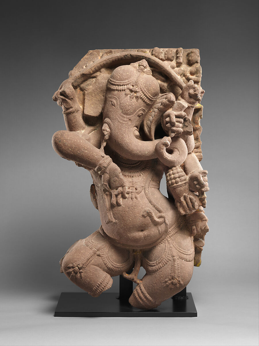 Dancing Ganesha, Mottled red sandstone, India (Madhya Pradesh); Kalacuri