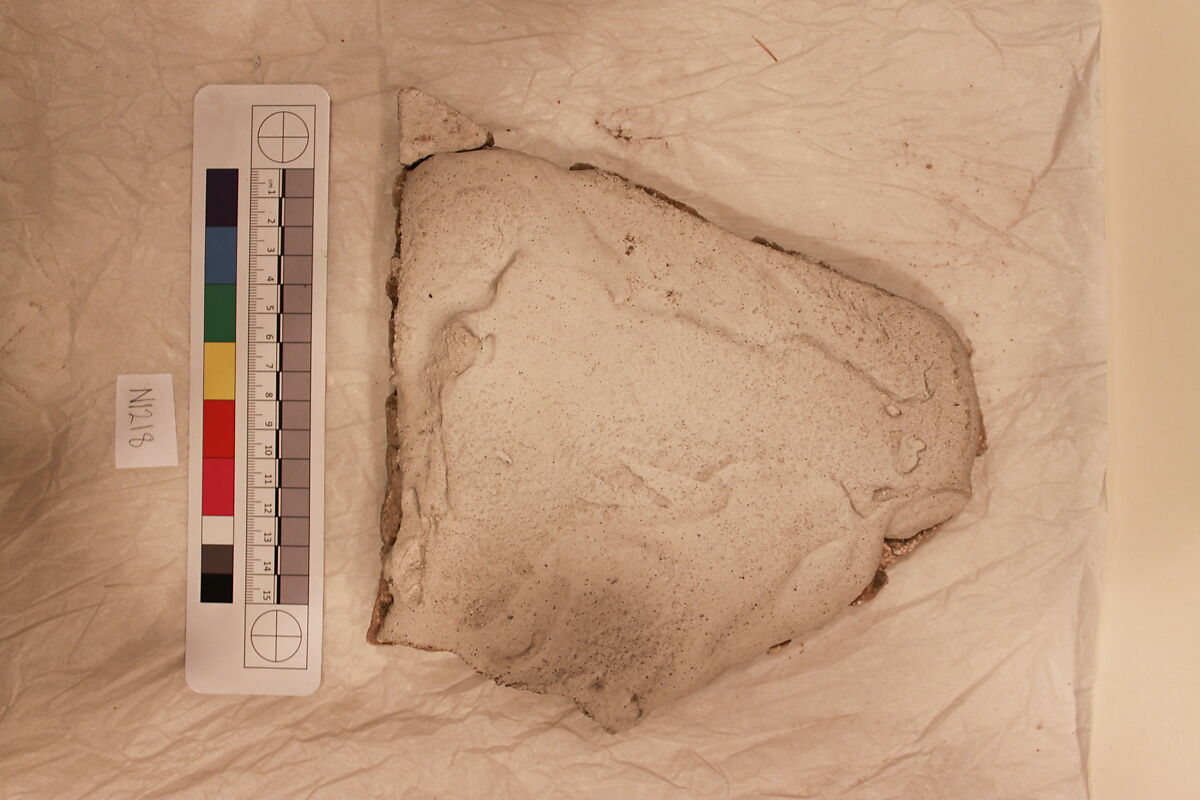 Stucco Fragment, Stucco; carved, painted