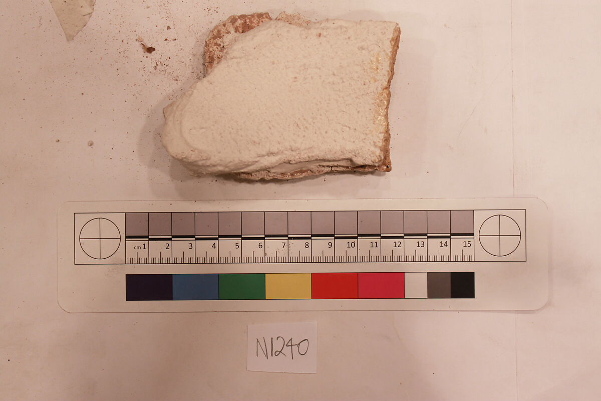 Stucco Fragment, Stucco (bottom is mortar or plaster?); carved, painted