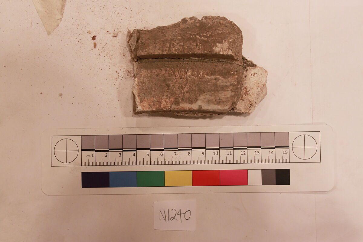 Stucco Fragment, Stucco (bottom is mortar or plaster?); carved, painted 