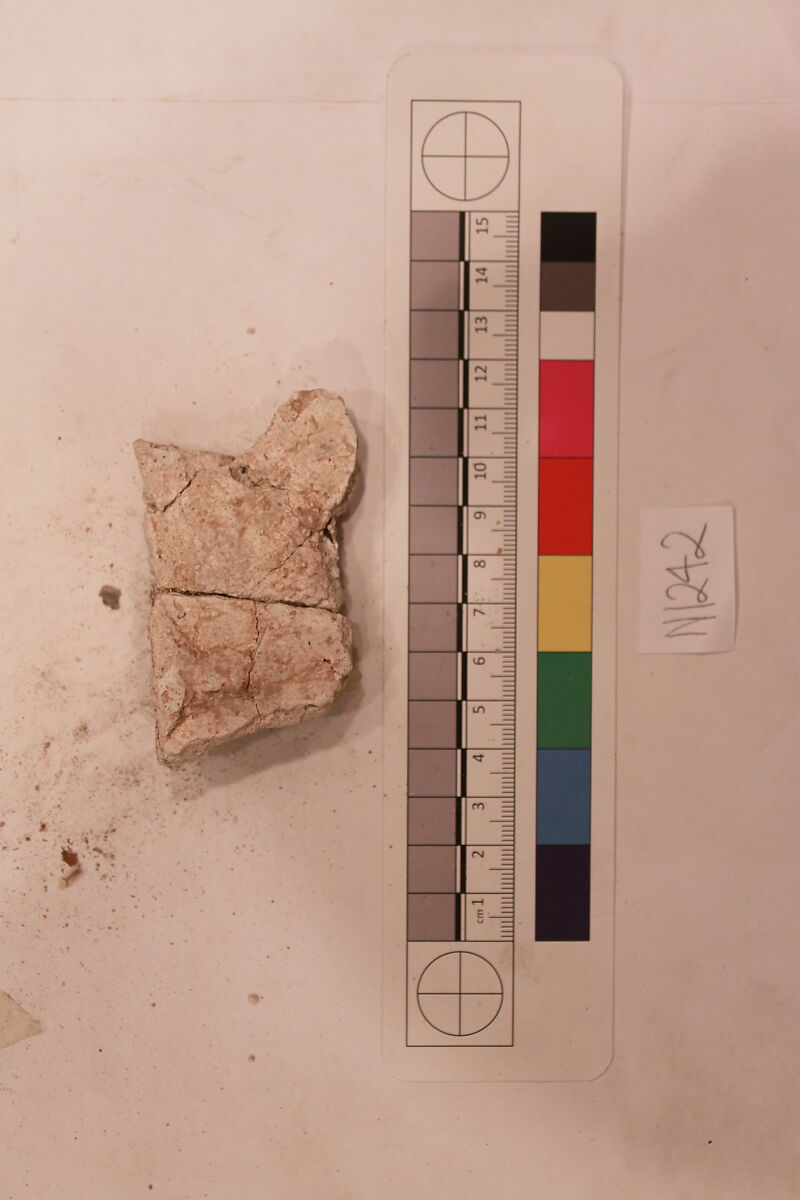 Stucco Fragment, Stucco; carved, painted