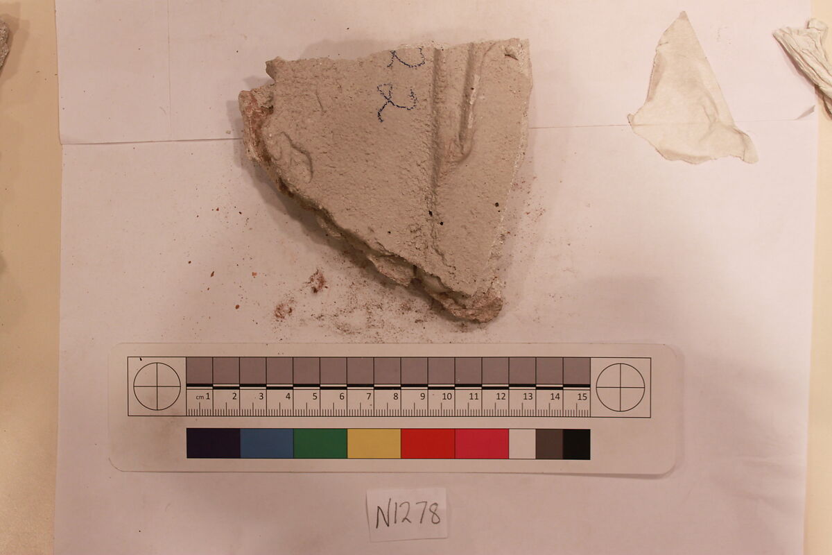 Stucco Fragment, Stucco (?); carved, painted