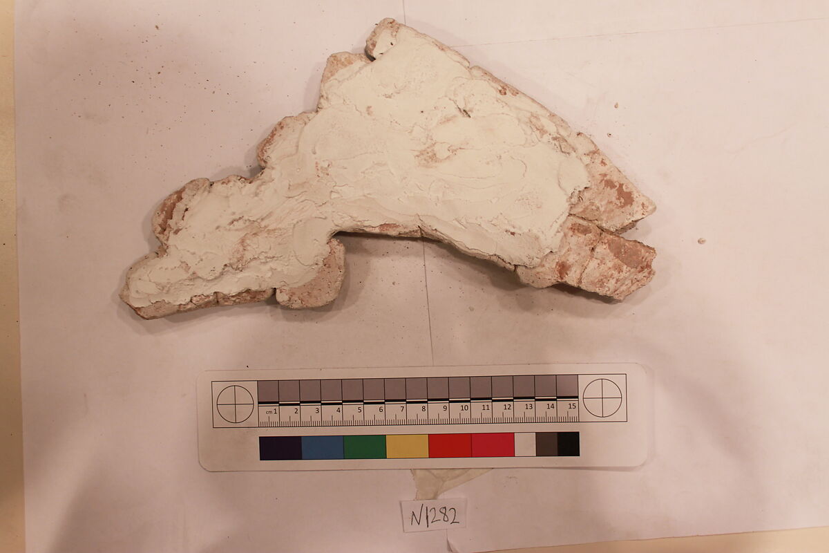Stucco Fragment, Stucco (?); carved, pigment