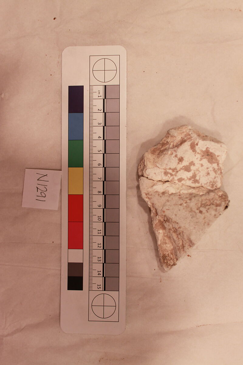 Stucco Fragment, Stucco (white mortar); carved, painted