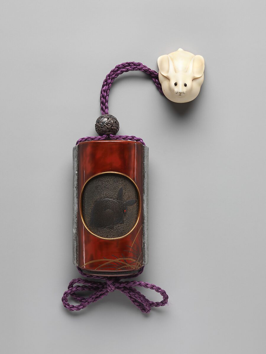 Ojime, Pierced metal with floral design, Japan