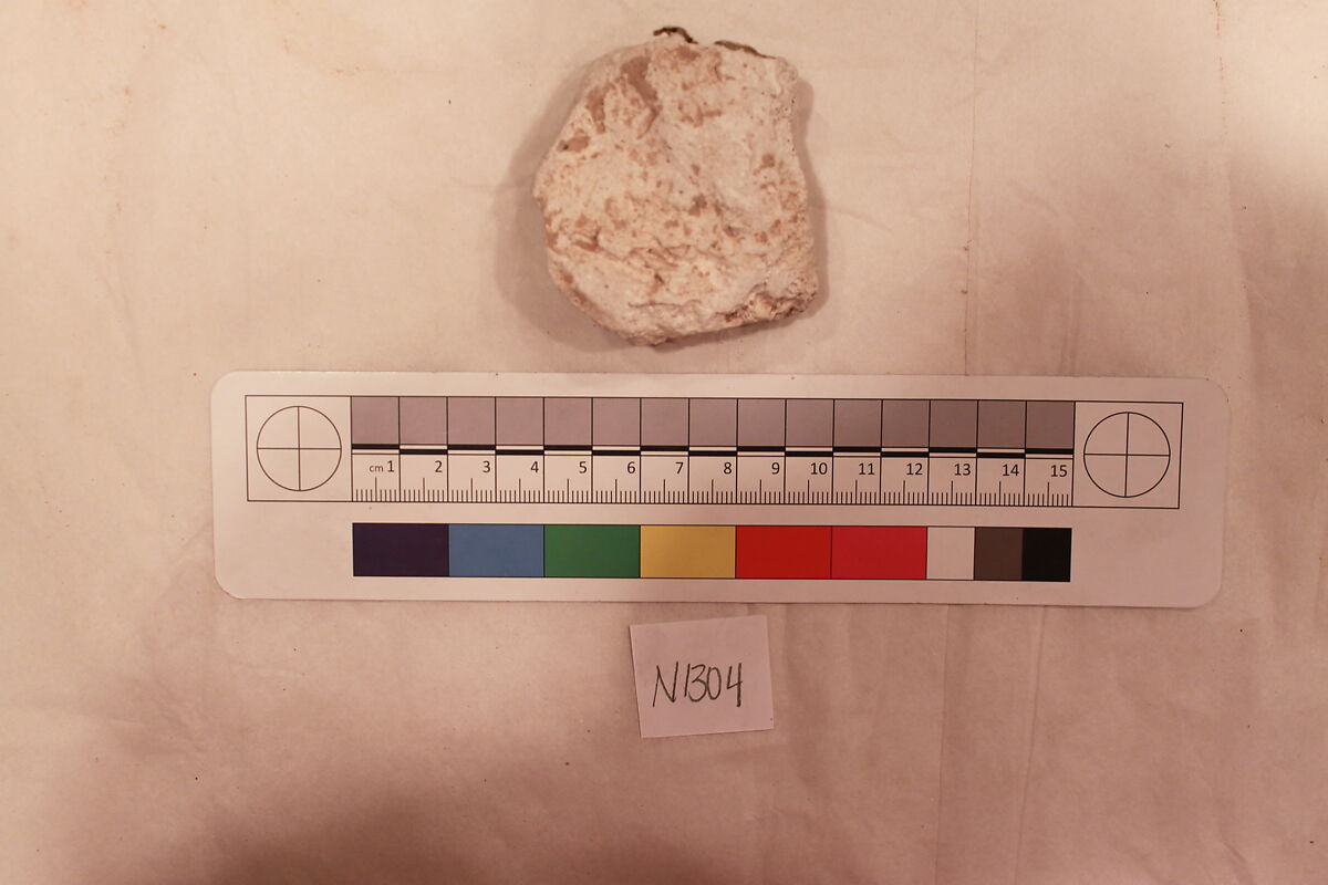 Stucco Fragment, Stucco (white mortar); carved, painted