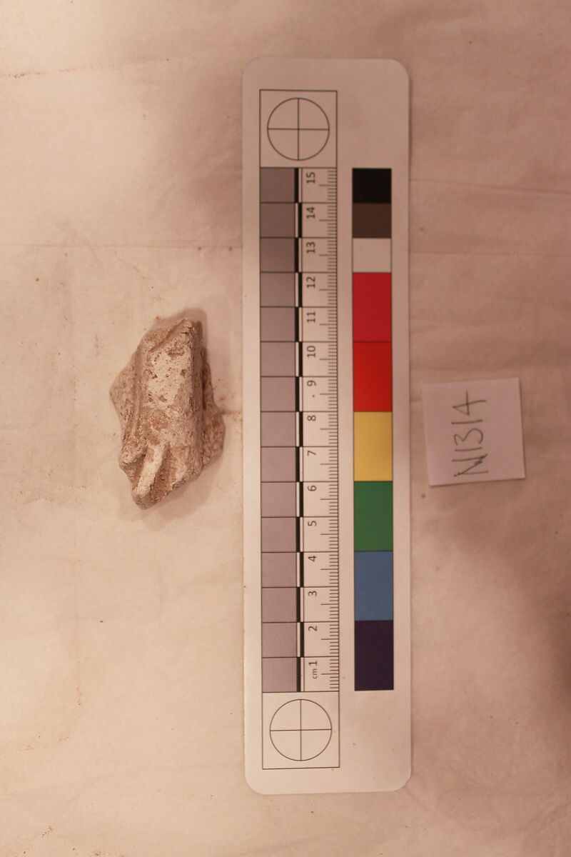 Stucco Fragment, Stucco (mortar); carved, painted 