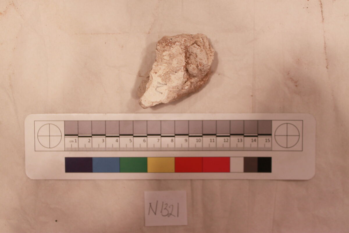 Stucco Fragment, Stucco (mortar); carved, painted