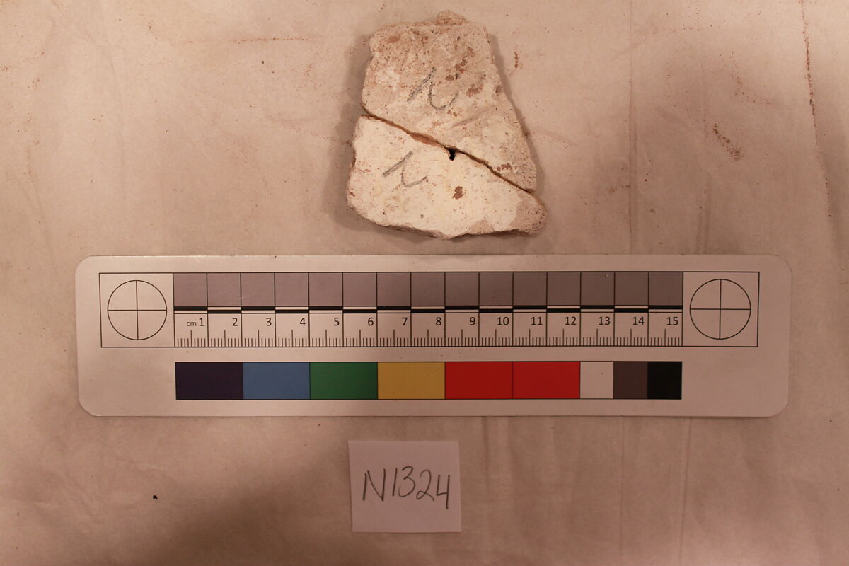 Stucco Fragment, Stucco (mortar); carved, painted