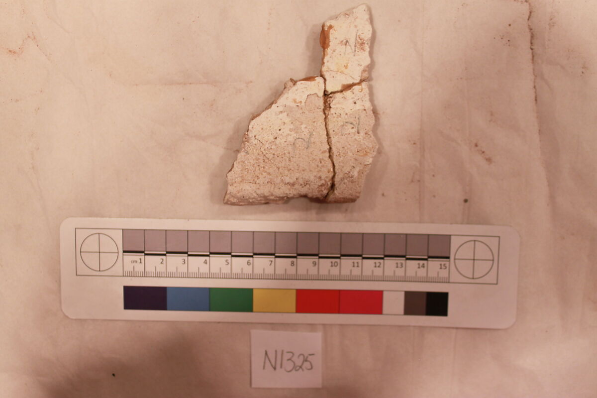 Stucco Fragment, Stucco (mortar); carved, painted