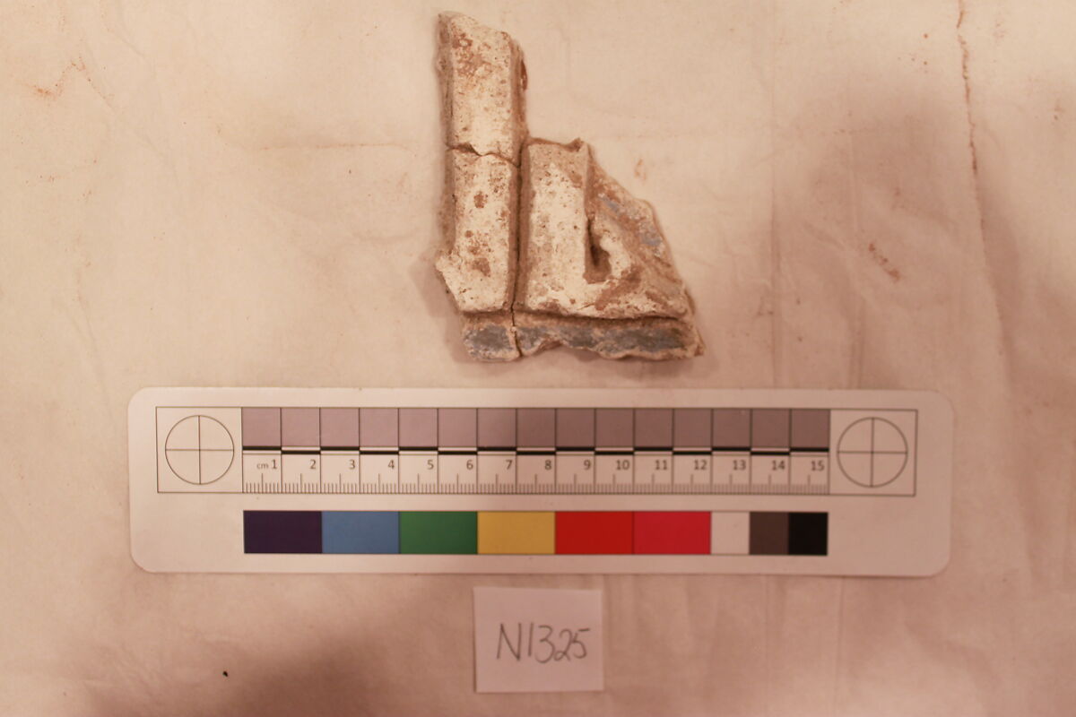 Stucco Fragment, Stucco (mortar); carved, painted 