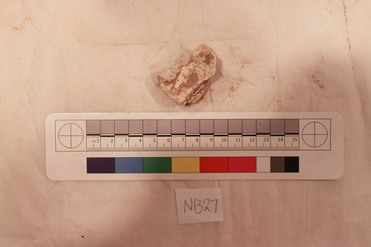 Stucco Fragment, Stucco (mortar); carved, painted