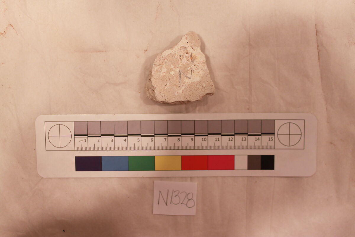 Stucco Fragment, Stucco (mortar); carved, painted