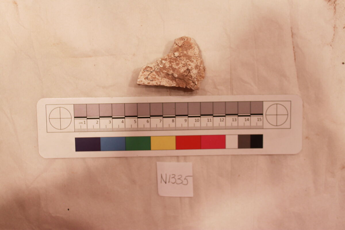 Stucco Fragment, Stucco (mortar); carved, painted